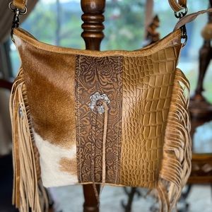 New Bhayan Western Embossed Leather  Crossbody Shoulder Tote Bag